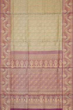 Image of Kanchipattu Pista Green Brocade Saree