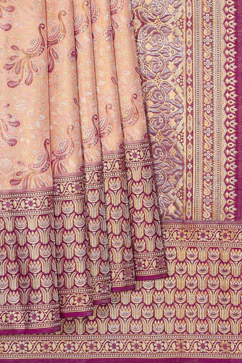 Kanchipattu Peach Brocade Saree