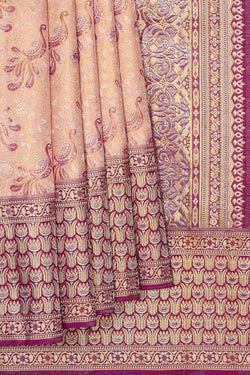 Image of Kanchipattu Peach Brocade Saree