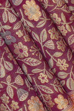 Image of Kanchipattu Deep Wine Brocade Saree