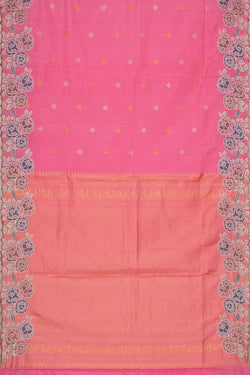 Image of Kanchipattu Rose Pink Embroidered Saree