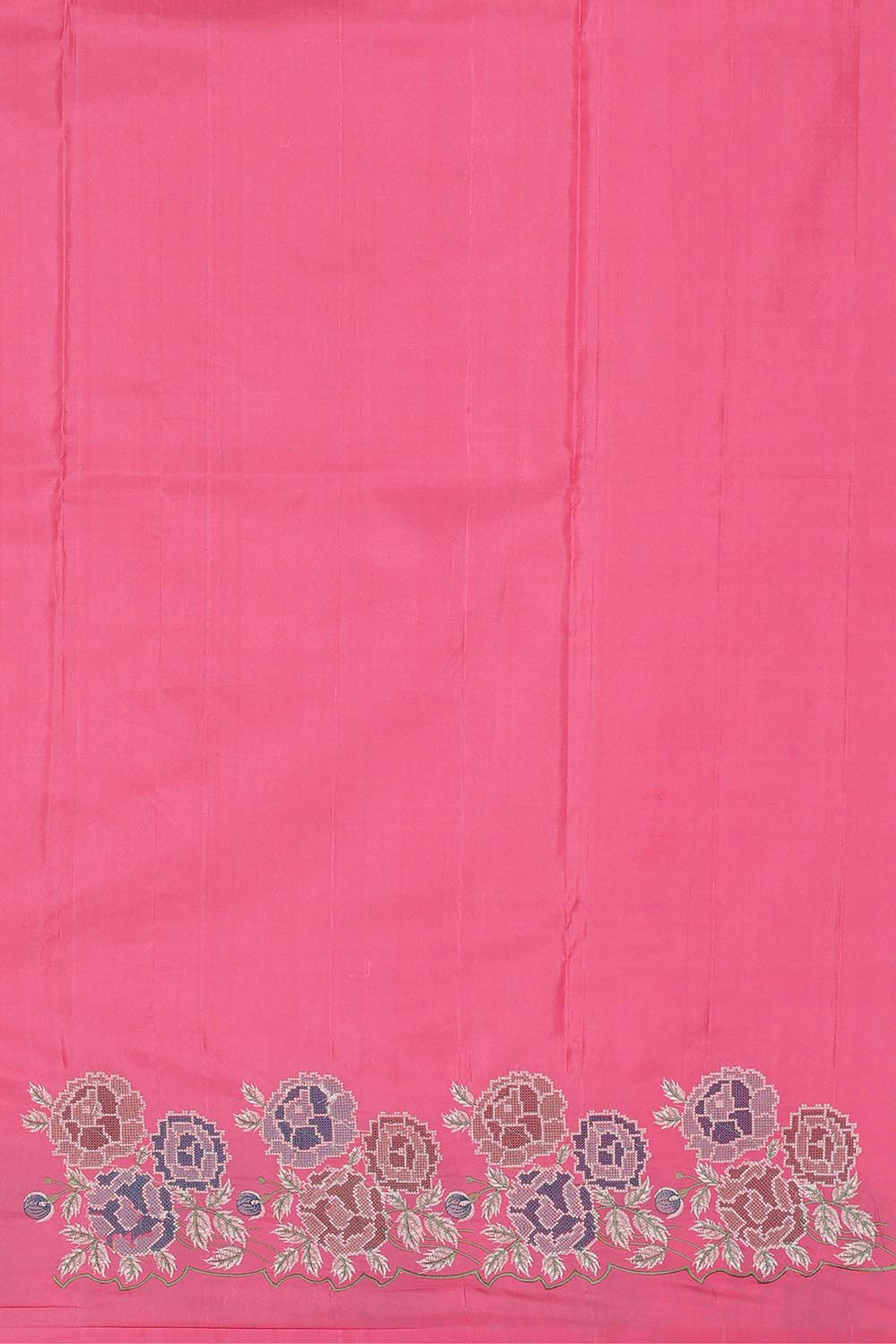 Kanchipattu Rose Pink Embroidered Saree