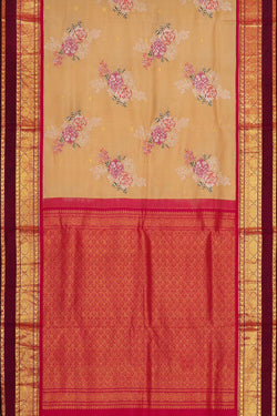 Image of Kanchipattu Cream Embroidered Saree