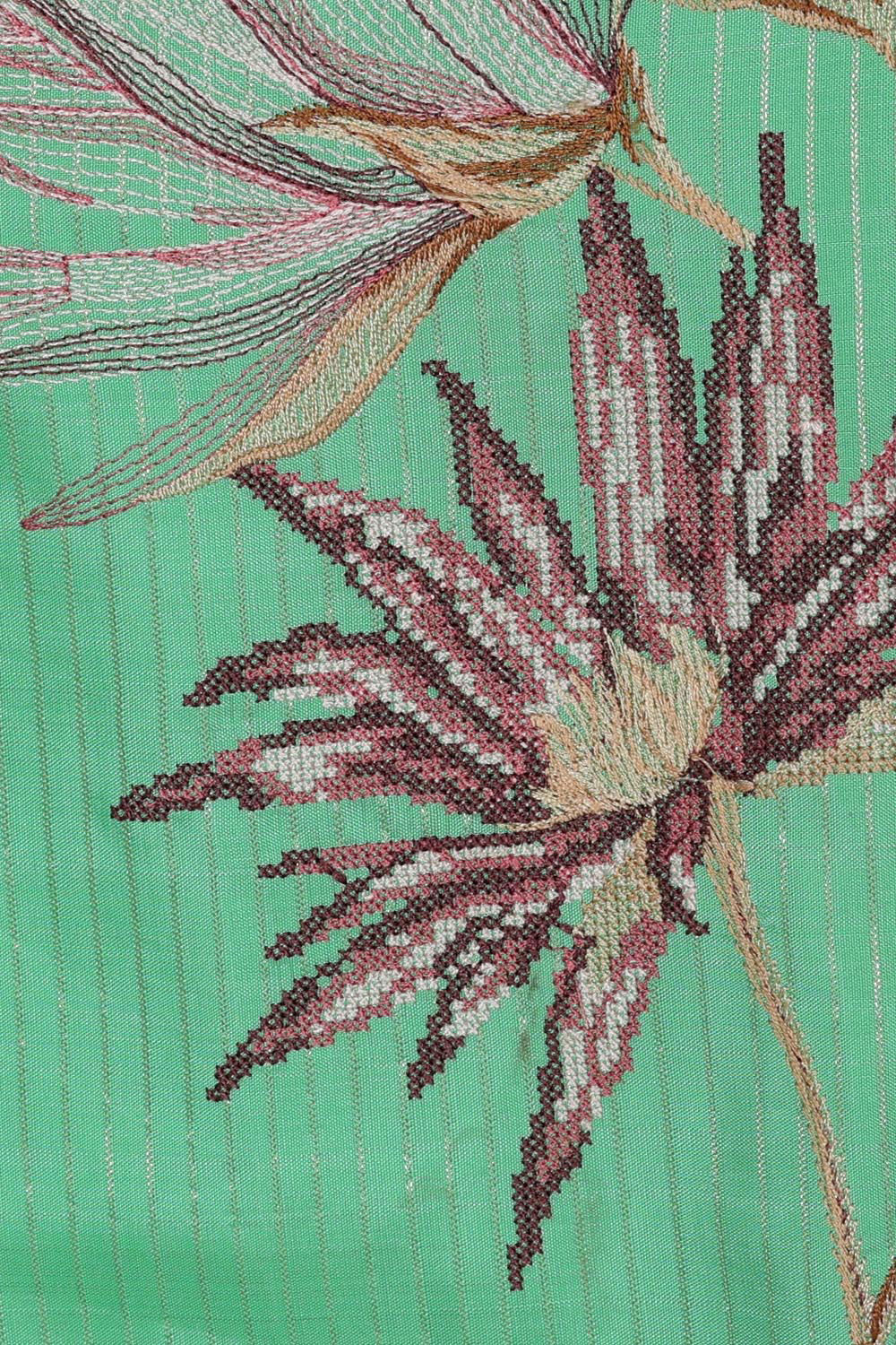 Kanchipattu Mint Green Embroidered Saree