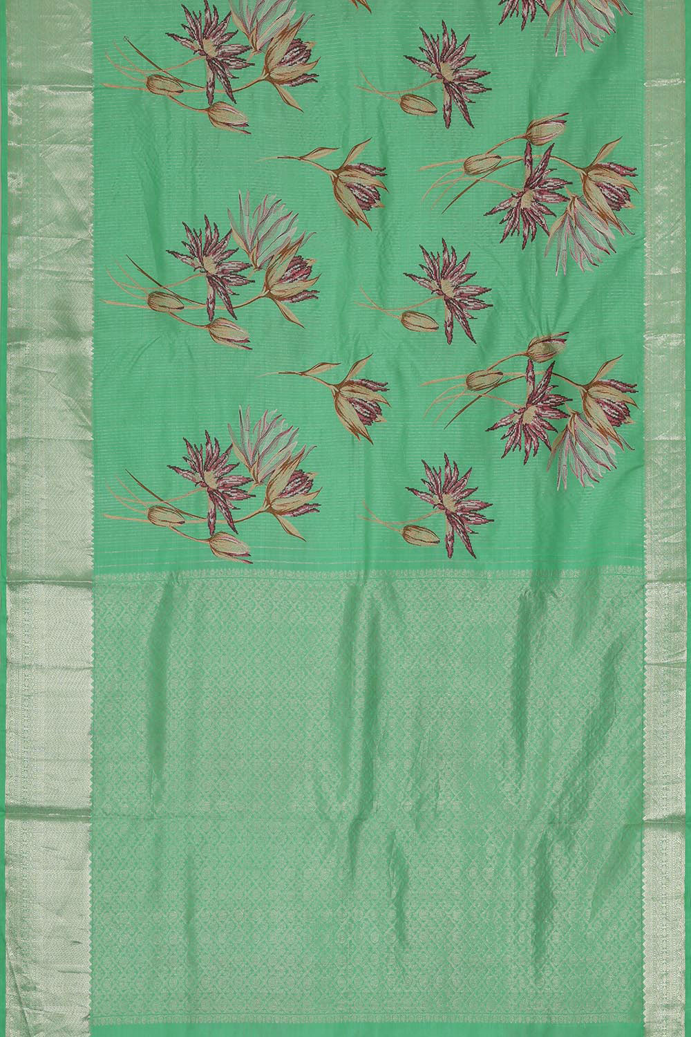 Kanchipattu Mint Green Embroidered Saree