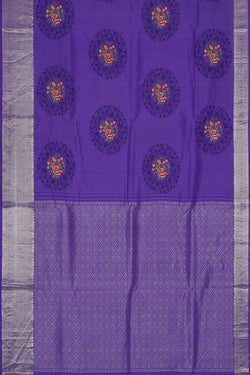 Image of Kanchipattu Lavender Embroidered Saree