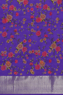 Image of Kanchipattu Lavender Embroidered Saree