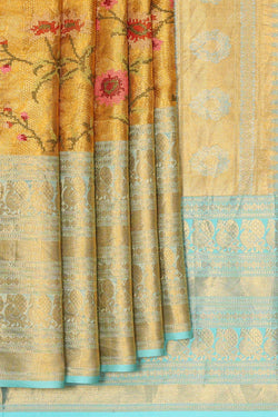 Image of Kanchipattu Gold Tissue Embroidered Saree