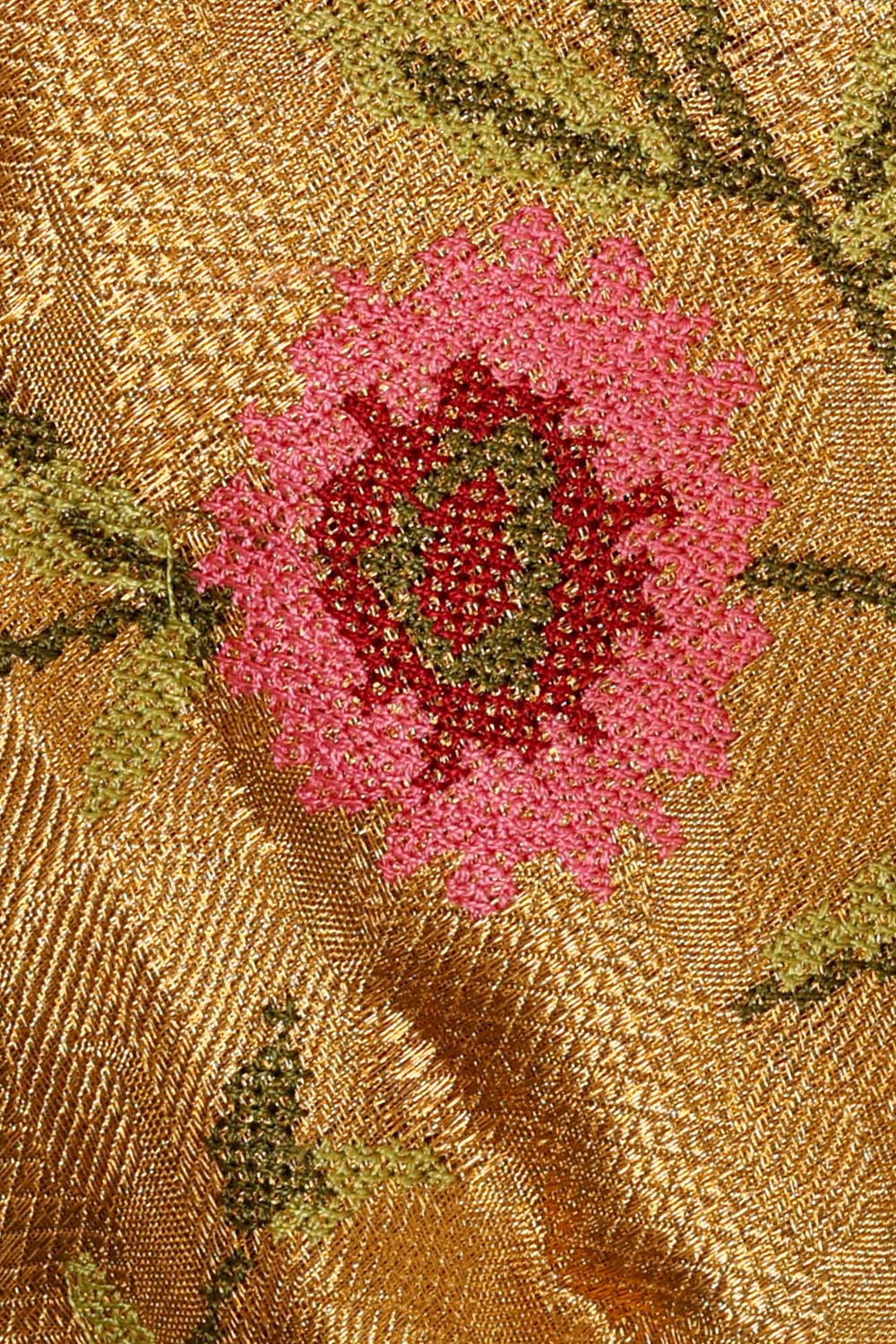 Image of Kanchipattu Gold Tissue Embroidered Saree