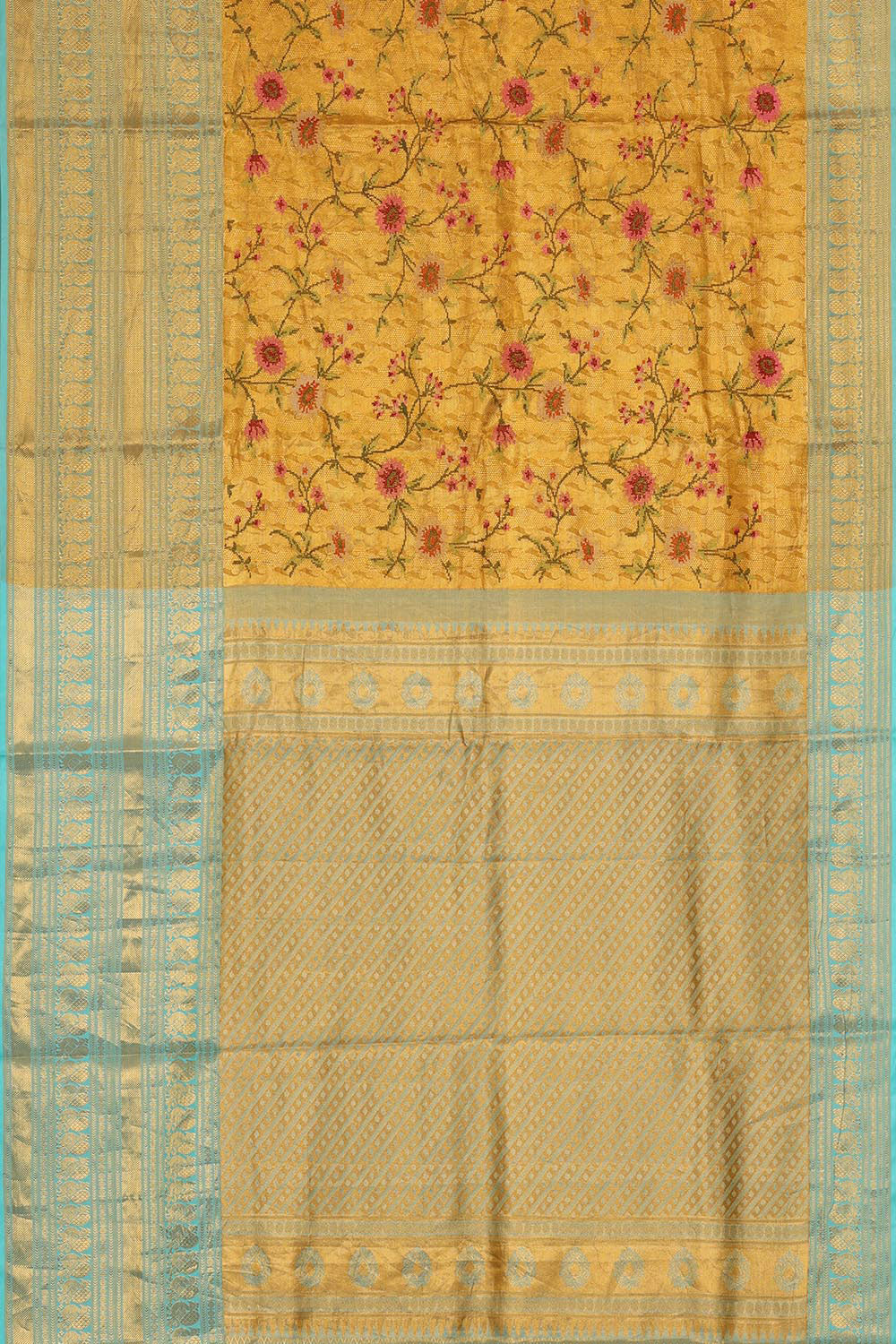 Image of Kanchipattu Gold Tissue Embroidered Saree