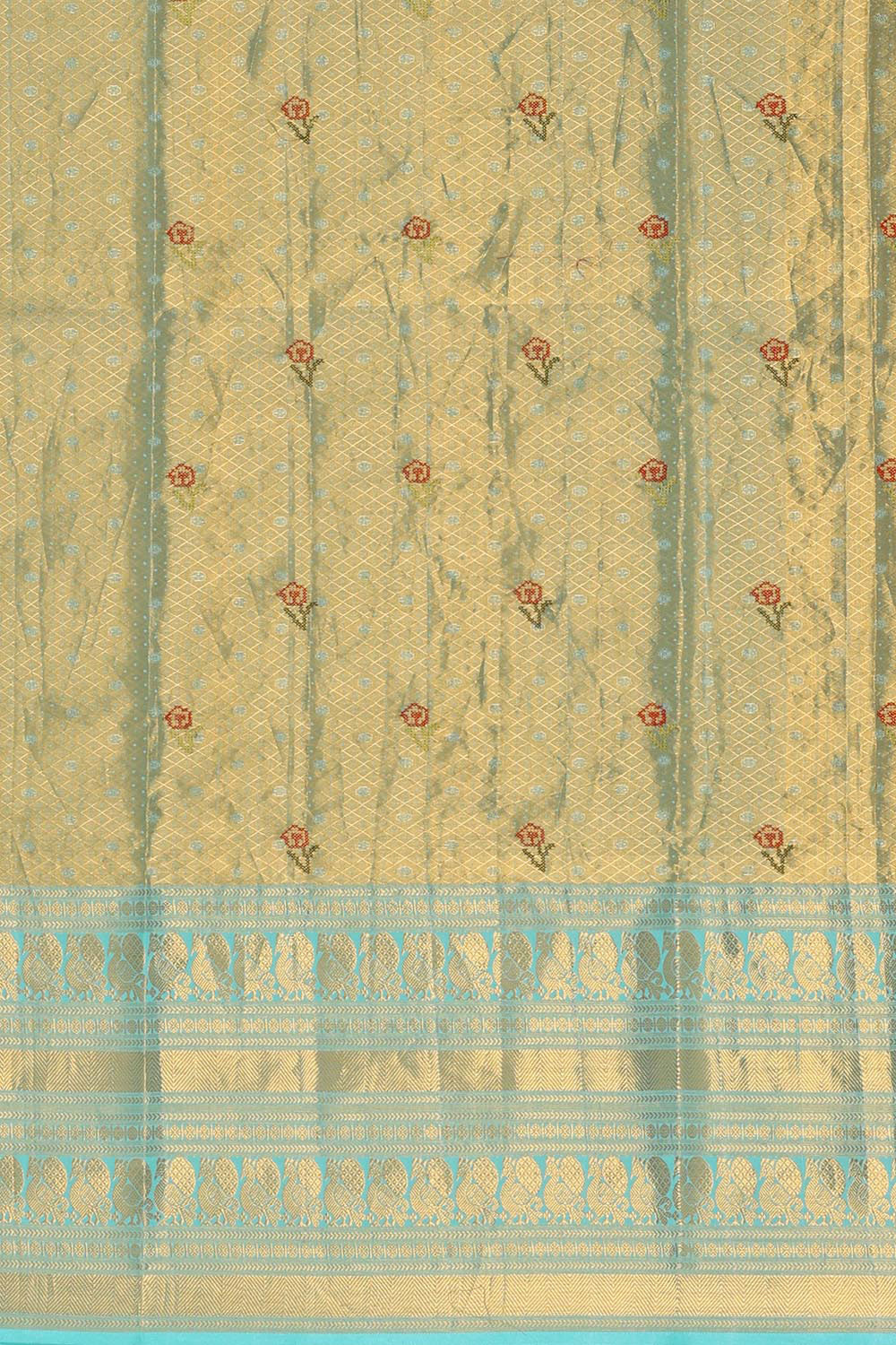 Image of Kanchipattu Gold Tissue Embroidered Saree