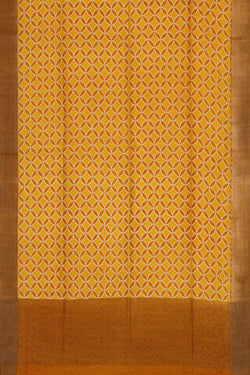 Image of Printed Tussar Silk Yellow Saree