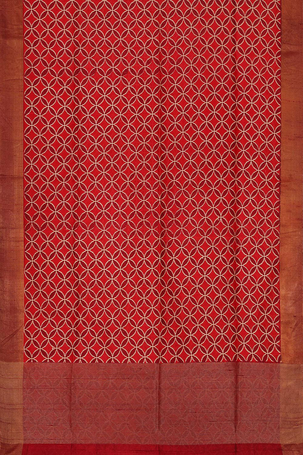 Image of Printed Tussar Silk Red Saree