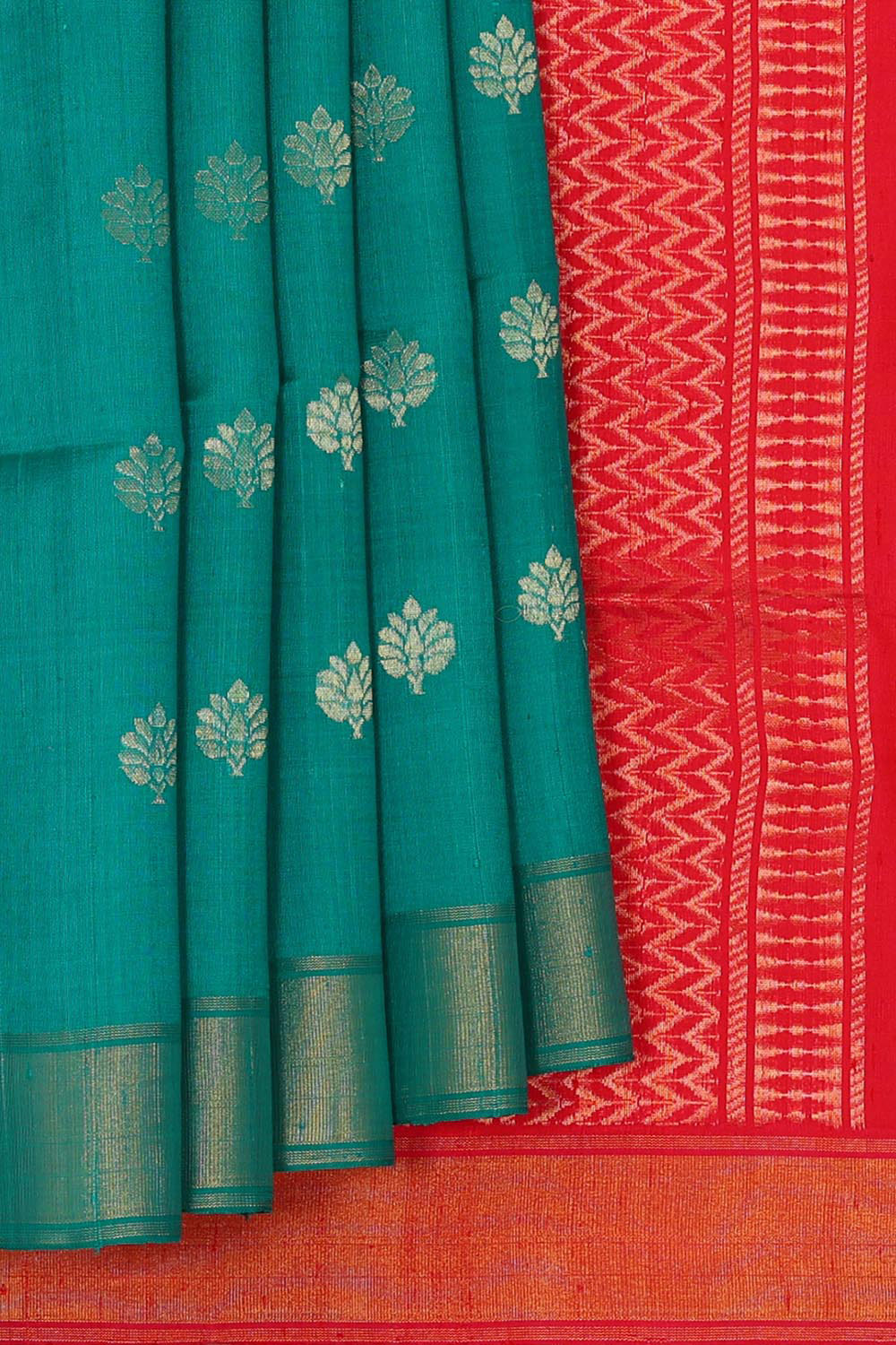 Tussar Jute Deep Sea Green Saree