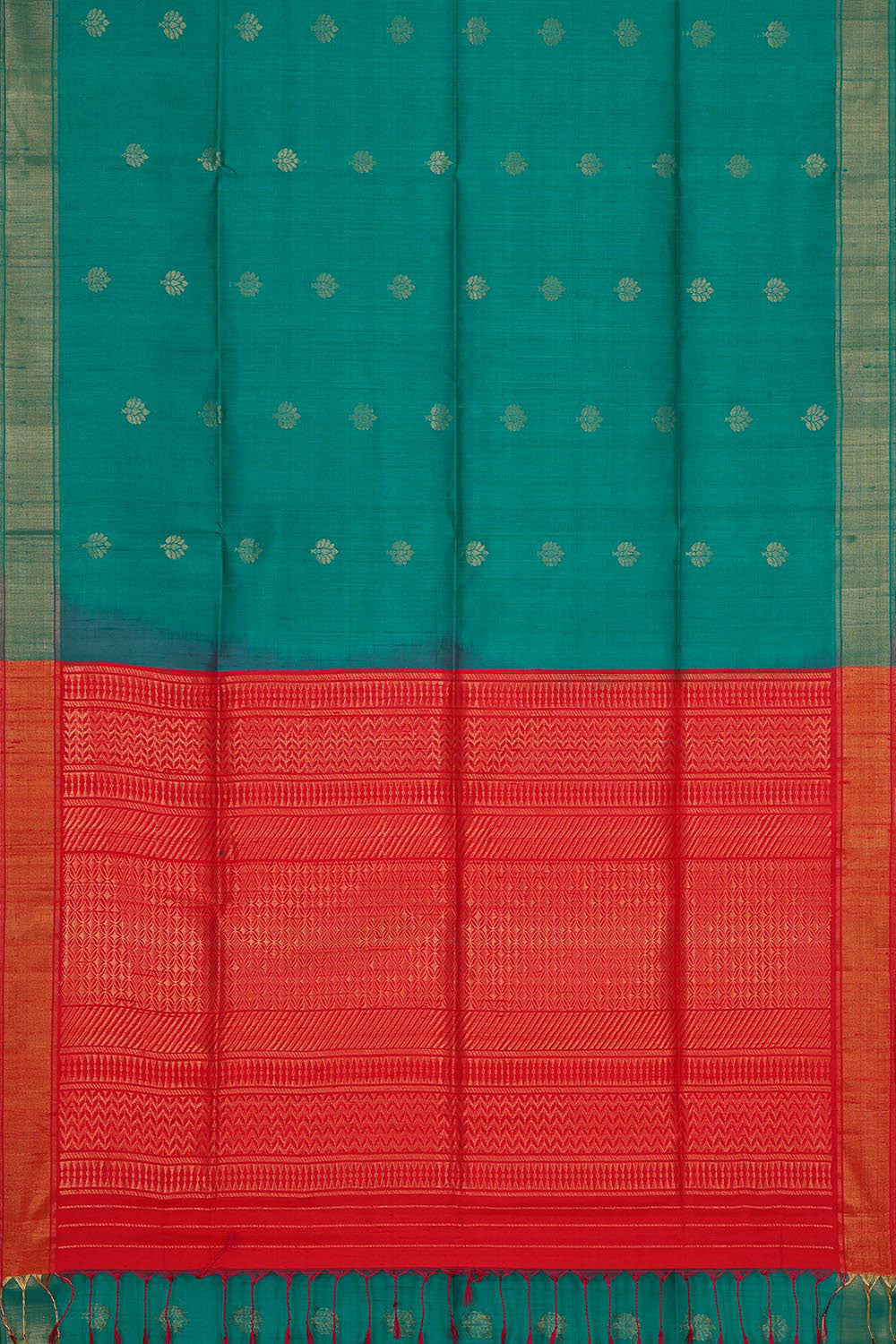 Image of Tussar Jute Deep Sea Green Saree