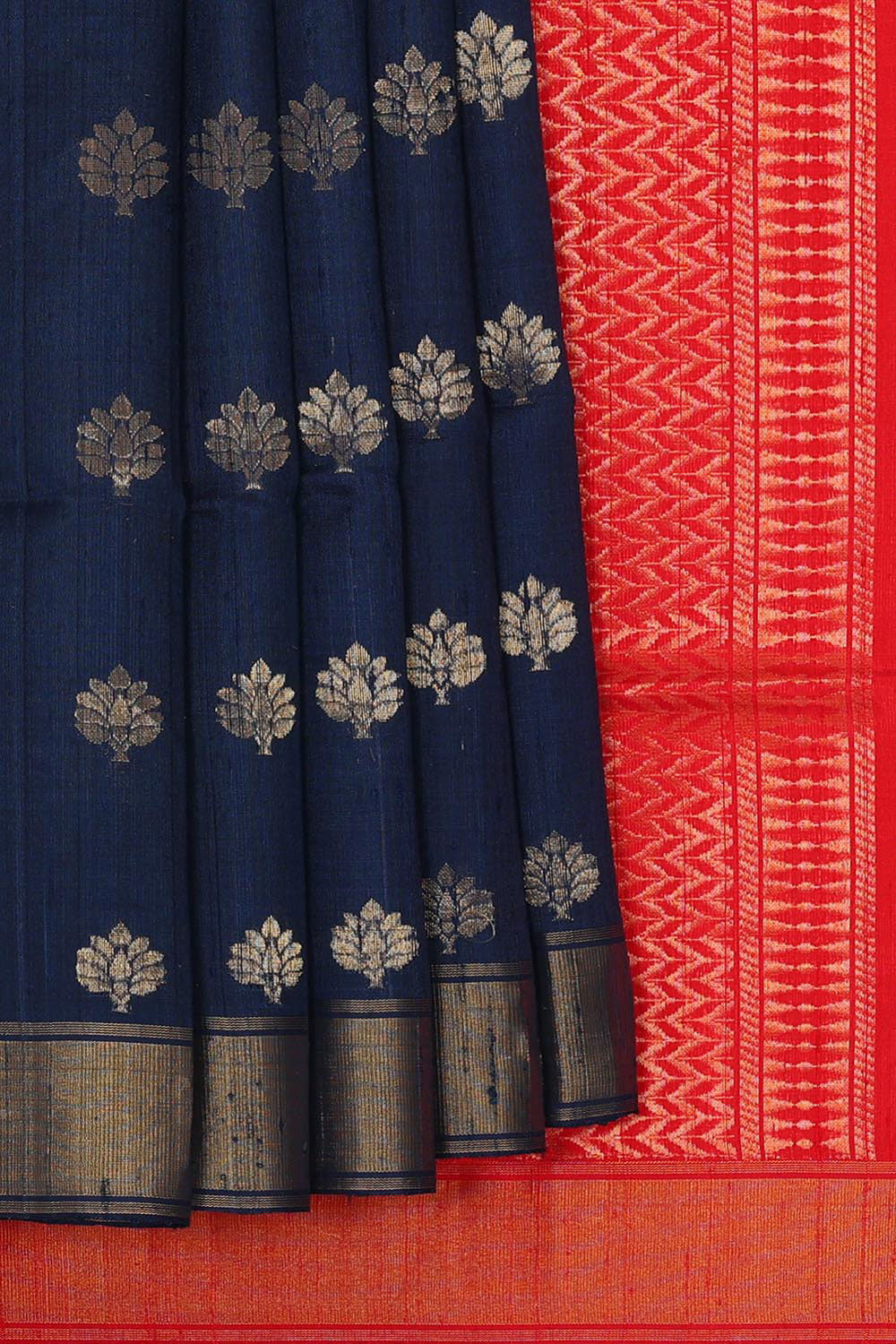 Tussar Jute Navy Blue Saree