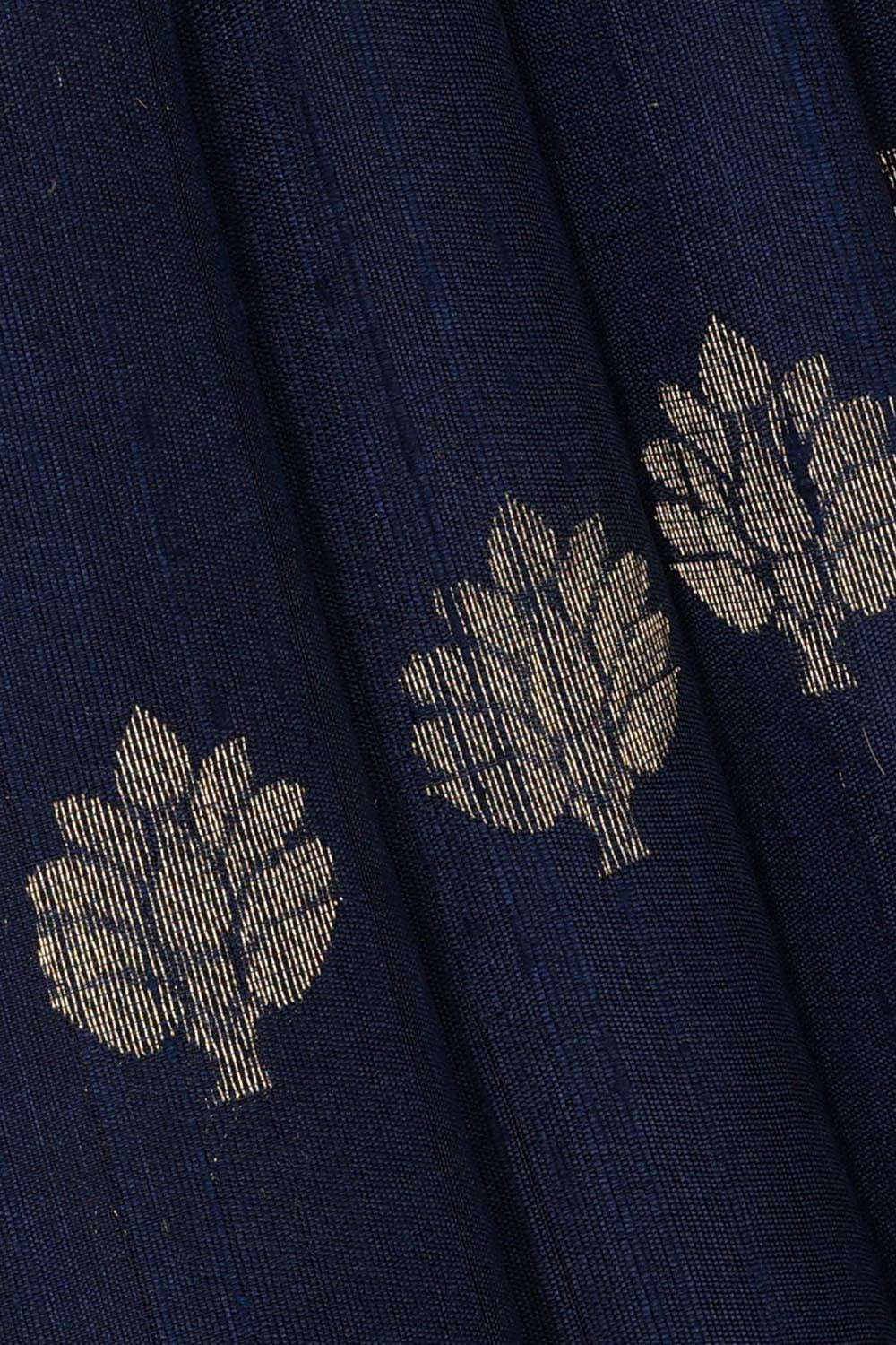 Image of Tussar Jute Navy Blue Saree