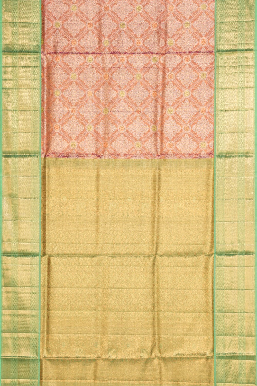 Kanchipattu Tissue Brocade Peach Saree