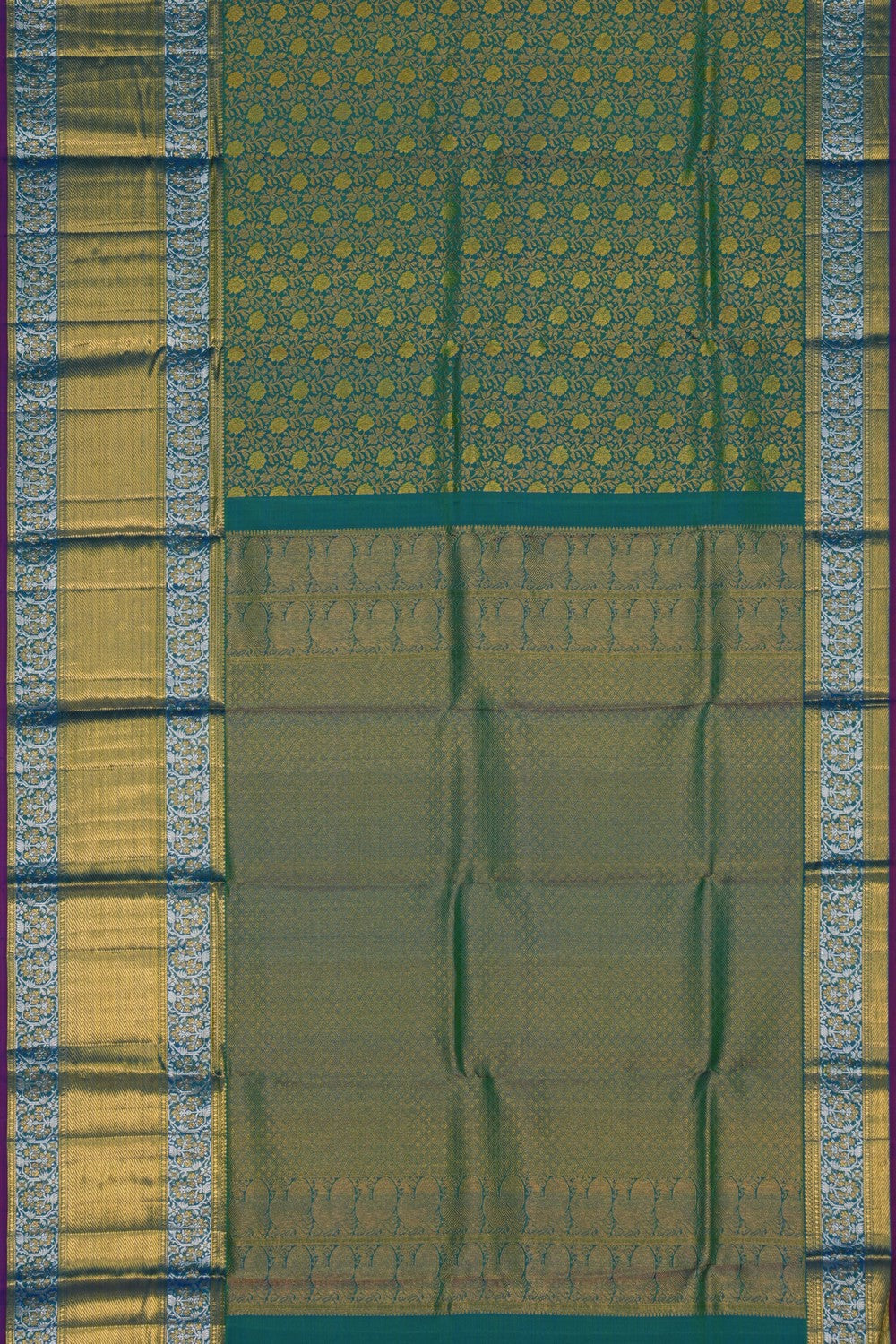 Image of Kanchipattu Teal Green Saree