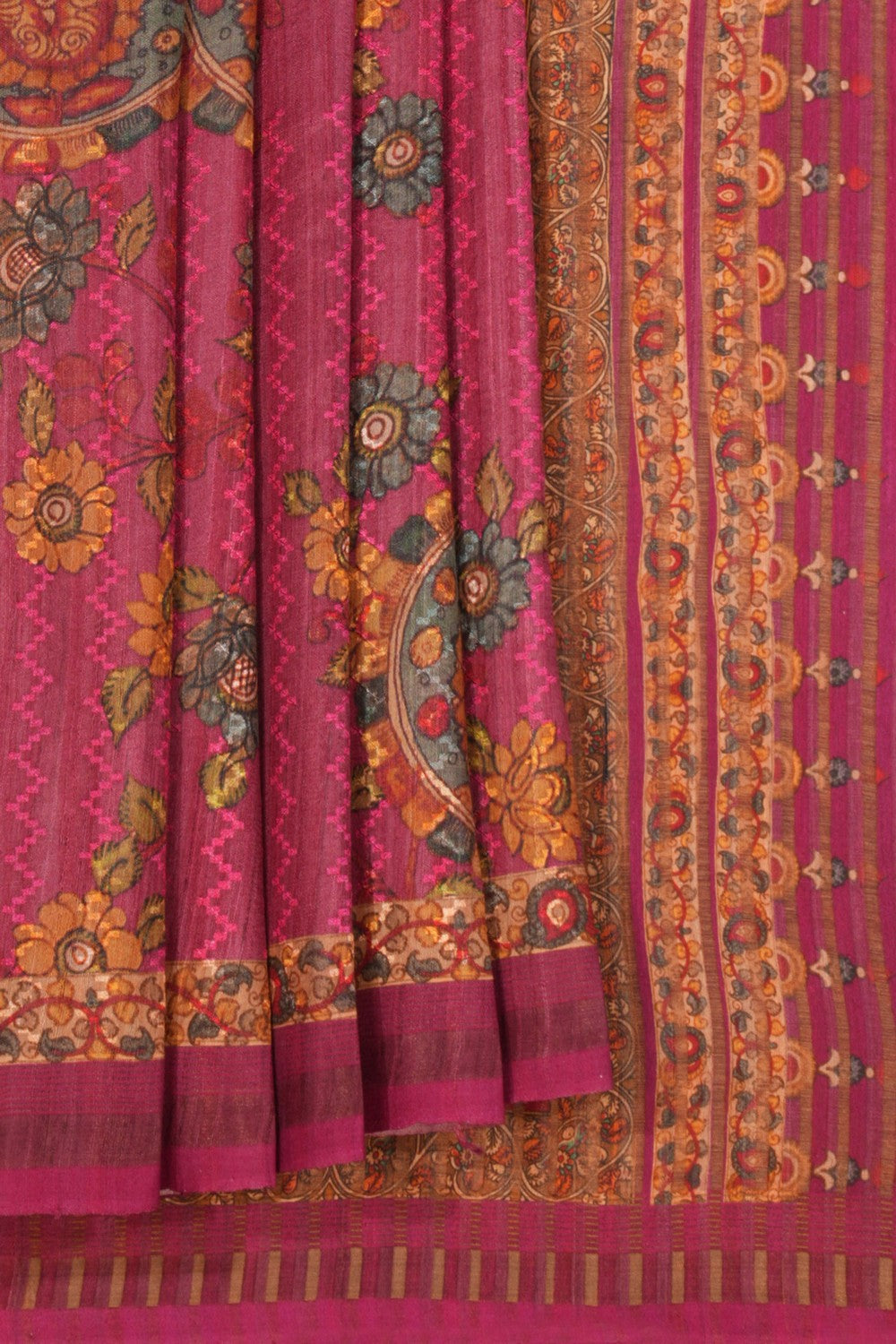 Tussar Silk Kalamkari Printed Saree