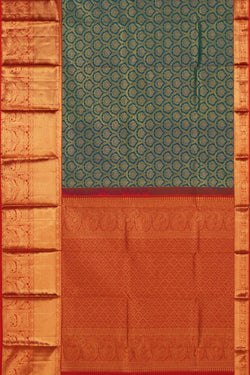 Image of Kanchipattu Brocade Peacock Blue Saree