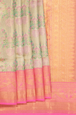 Image of Kanchipattu Tissue Brocade Aqua Green Saree