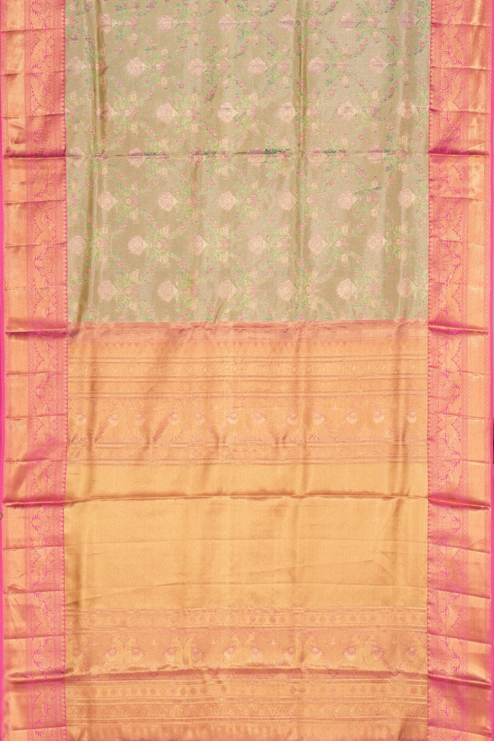 Kanchipattu Tissue Brocade Aqua Green Saree