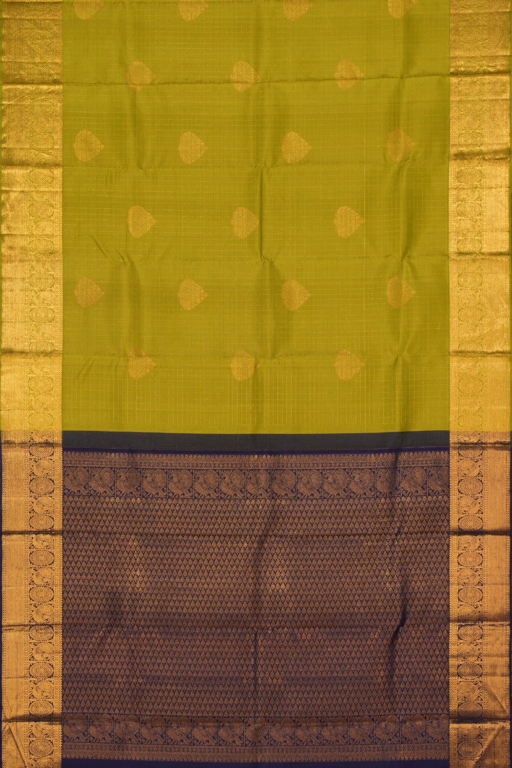 Kanchipattu Kattam Green Saree