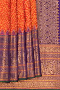 Image of Arani Silk Brocade Orange Saree