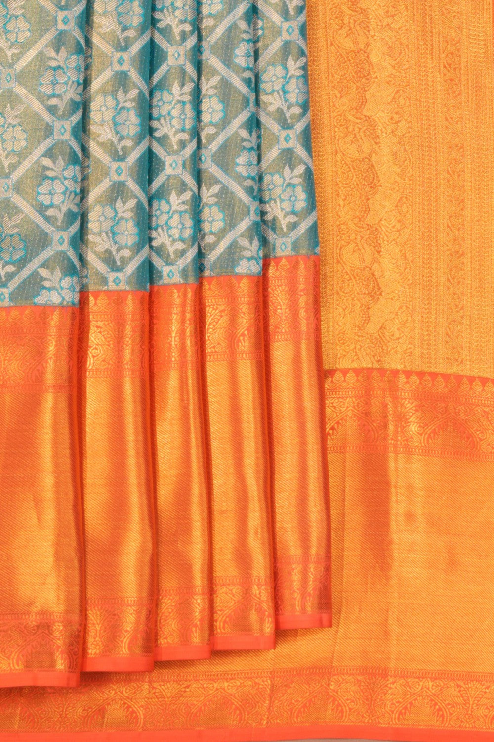 Kanchipattu Tissue Brocade Blue Saree