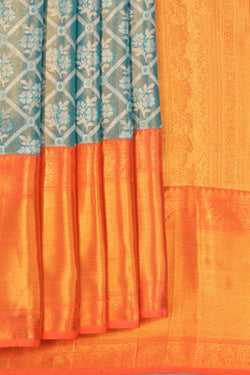 Image of Kanchipattu Tissue Brocade Blue Saree