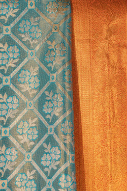 Image of Kanchipattu Tissue Brocade Blue Saree