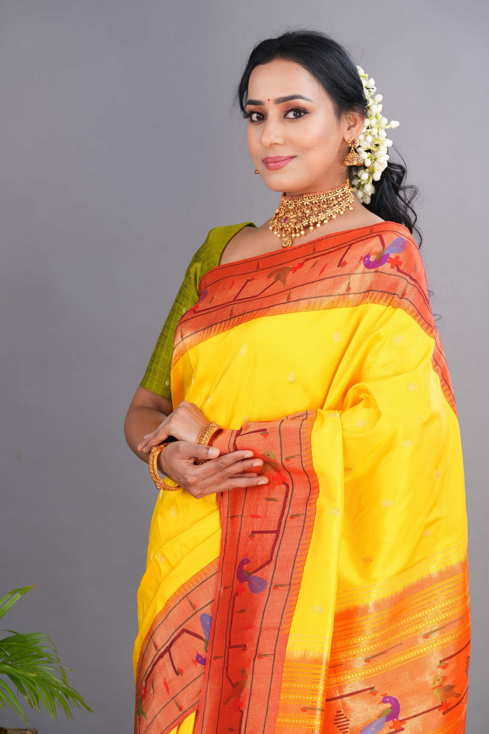 Paithani Yellow Saree