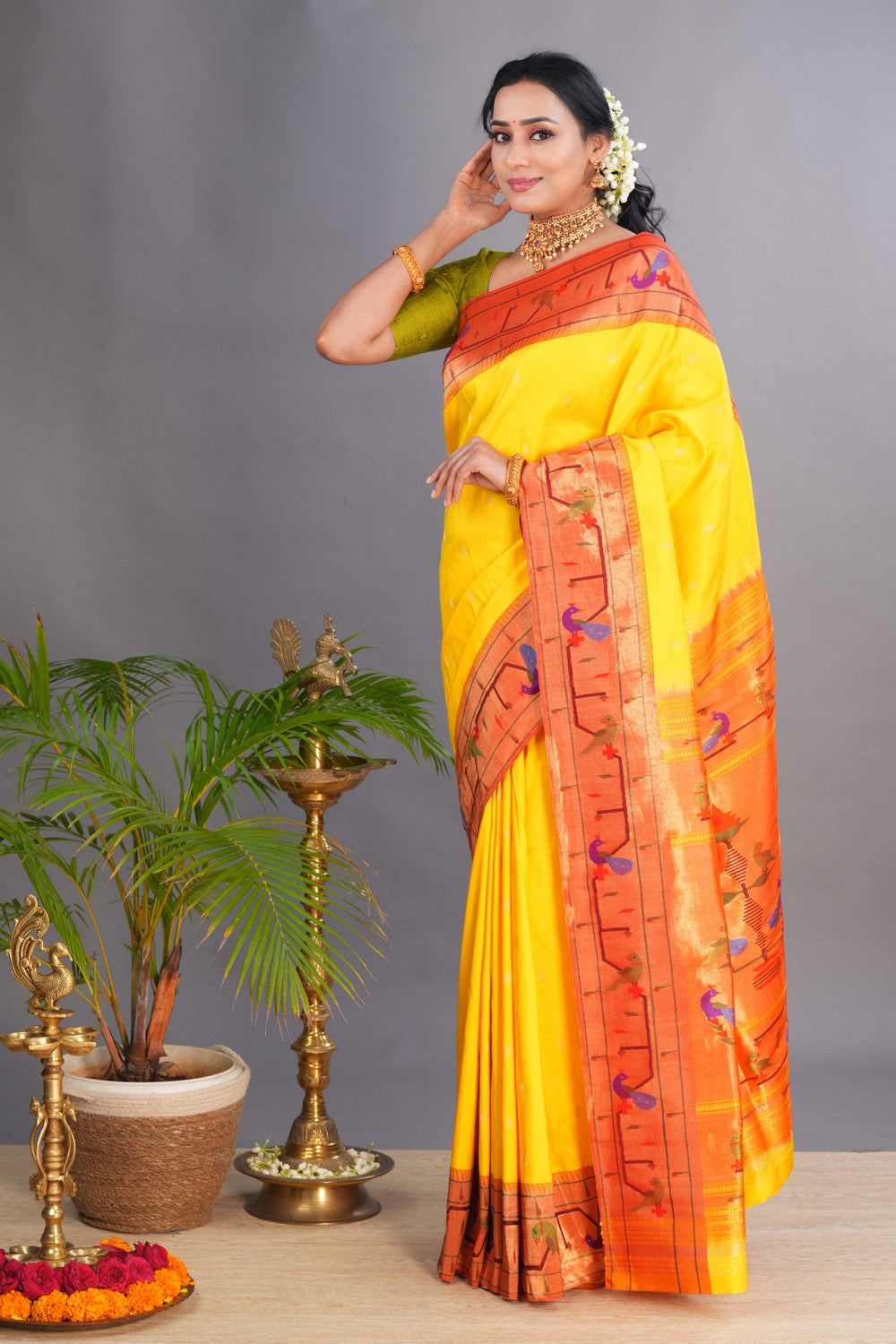 Paithani Yellow Saree
