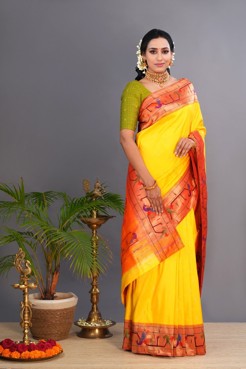 Image of Paithani Yellow Saree