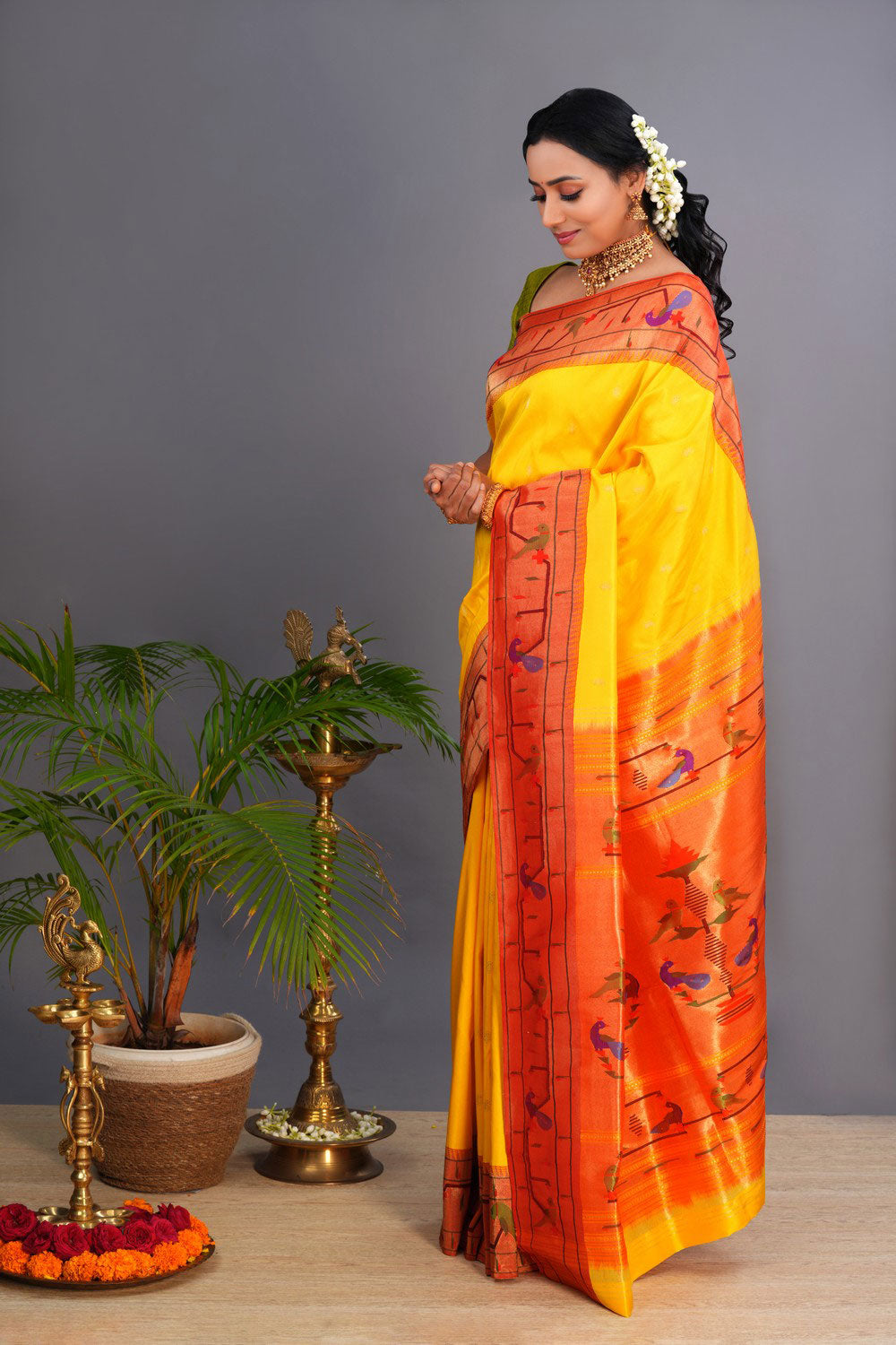 Image of Paithani Yellow Saree