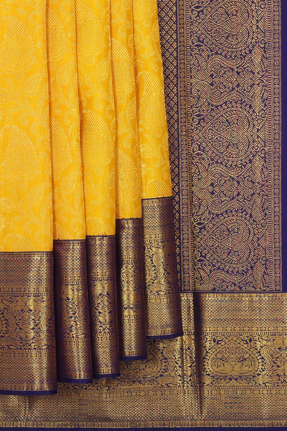 Image of Kanchipattu Yellow Brocade Saree