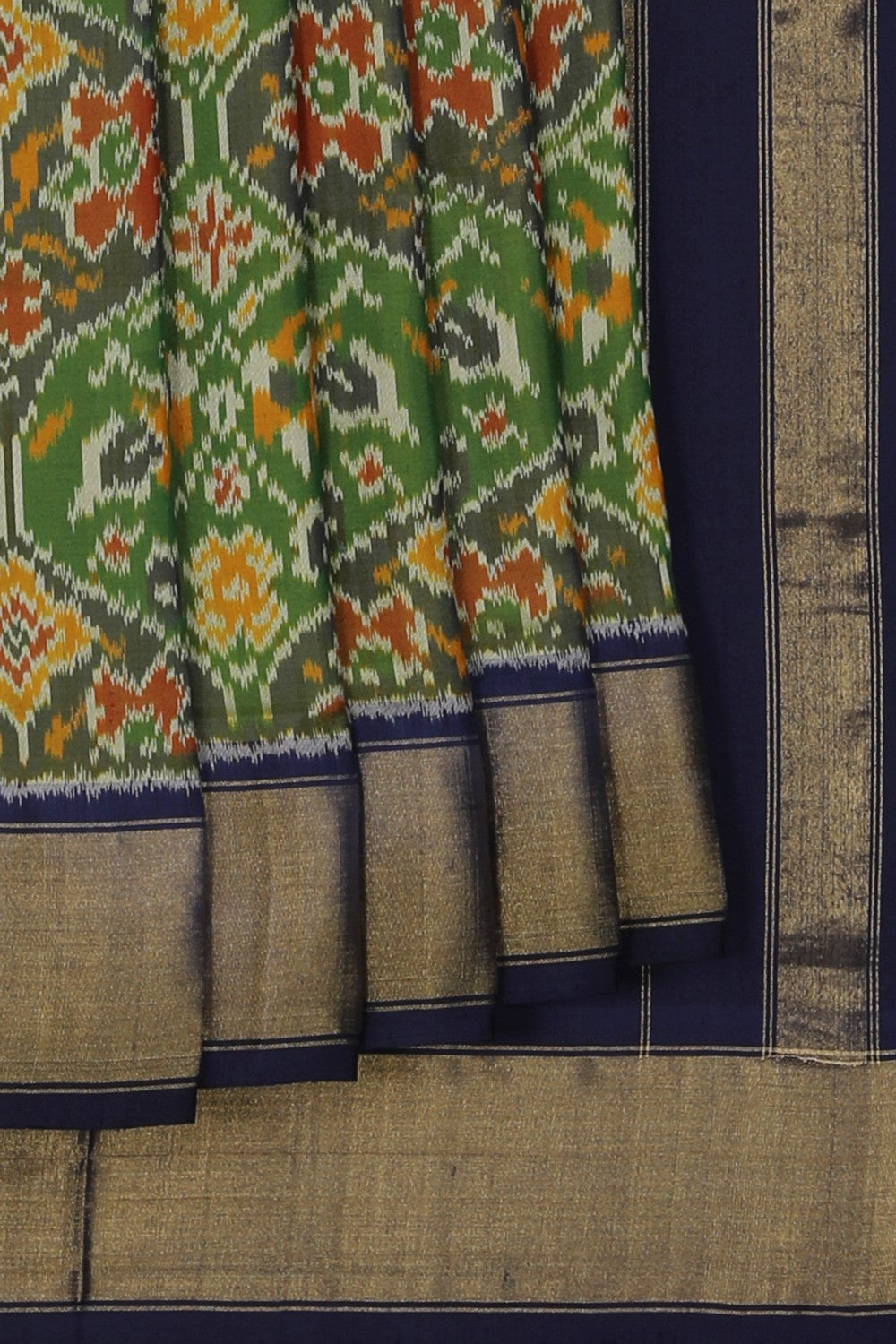 Image of Pochampally Ikat Silk Green Saree