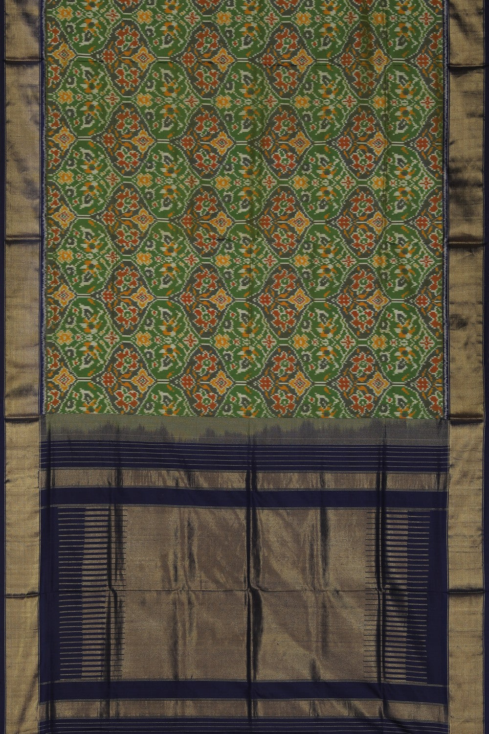 Image of Pochampally Ikat Silk Green Saree