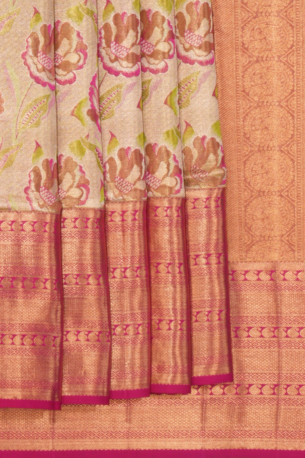 Image of Kanchipattu Tissue Brocade Gold Saree