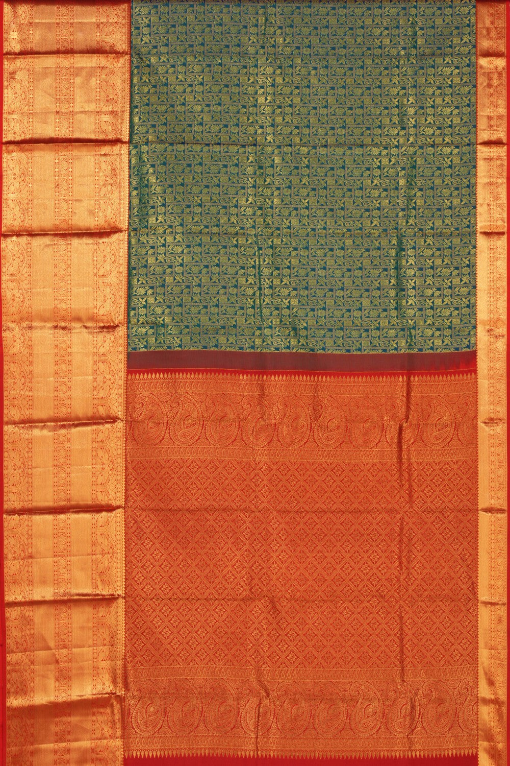 Kanchipattu Brocade Teal Green Saree