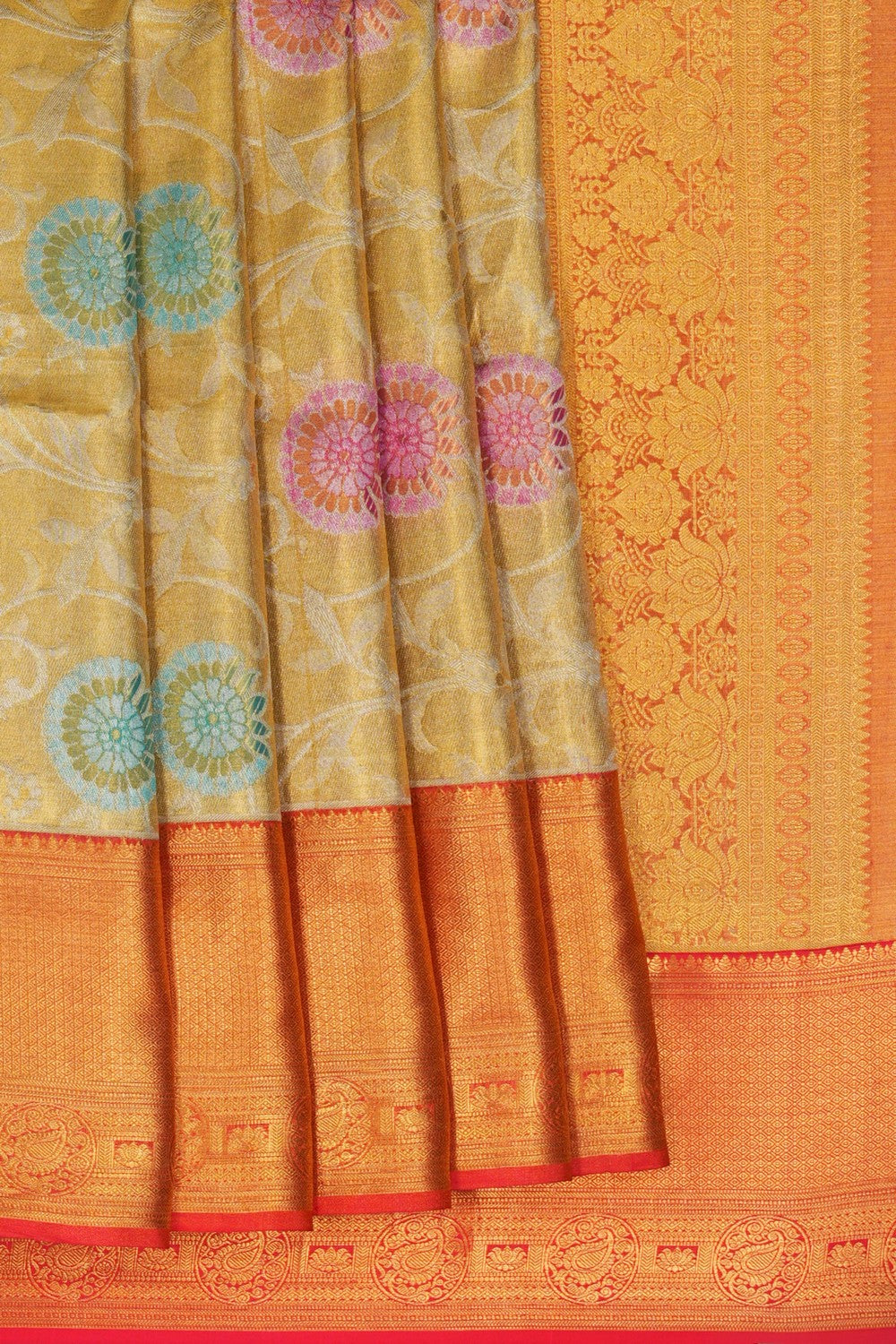 Image of Kanchipattu Tissue Brocade Gold Saree
