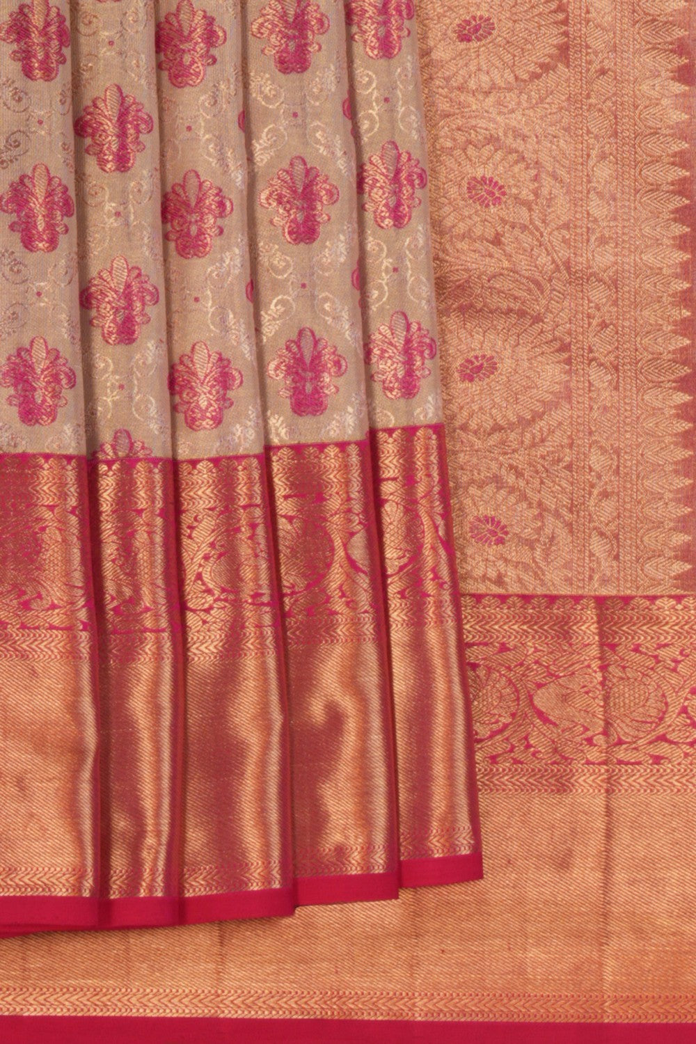 Kanchipattu Tissue Brocade Off-White Saree