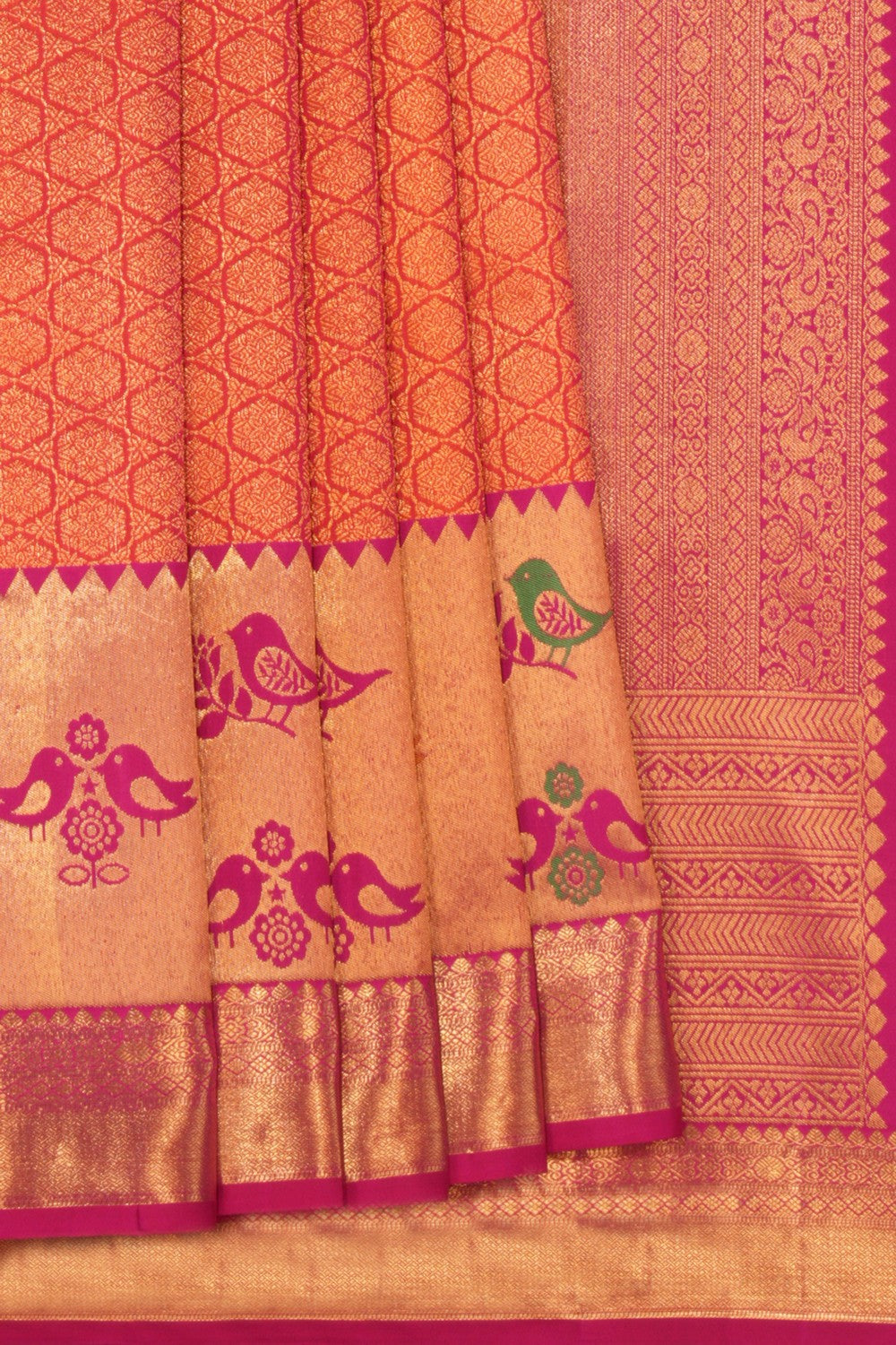 Image of Kanchipattu Brocade Orange Saree