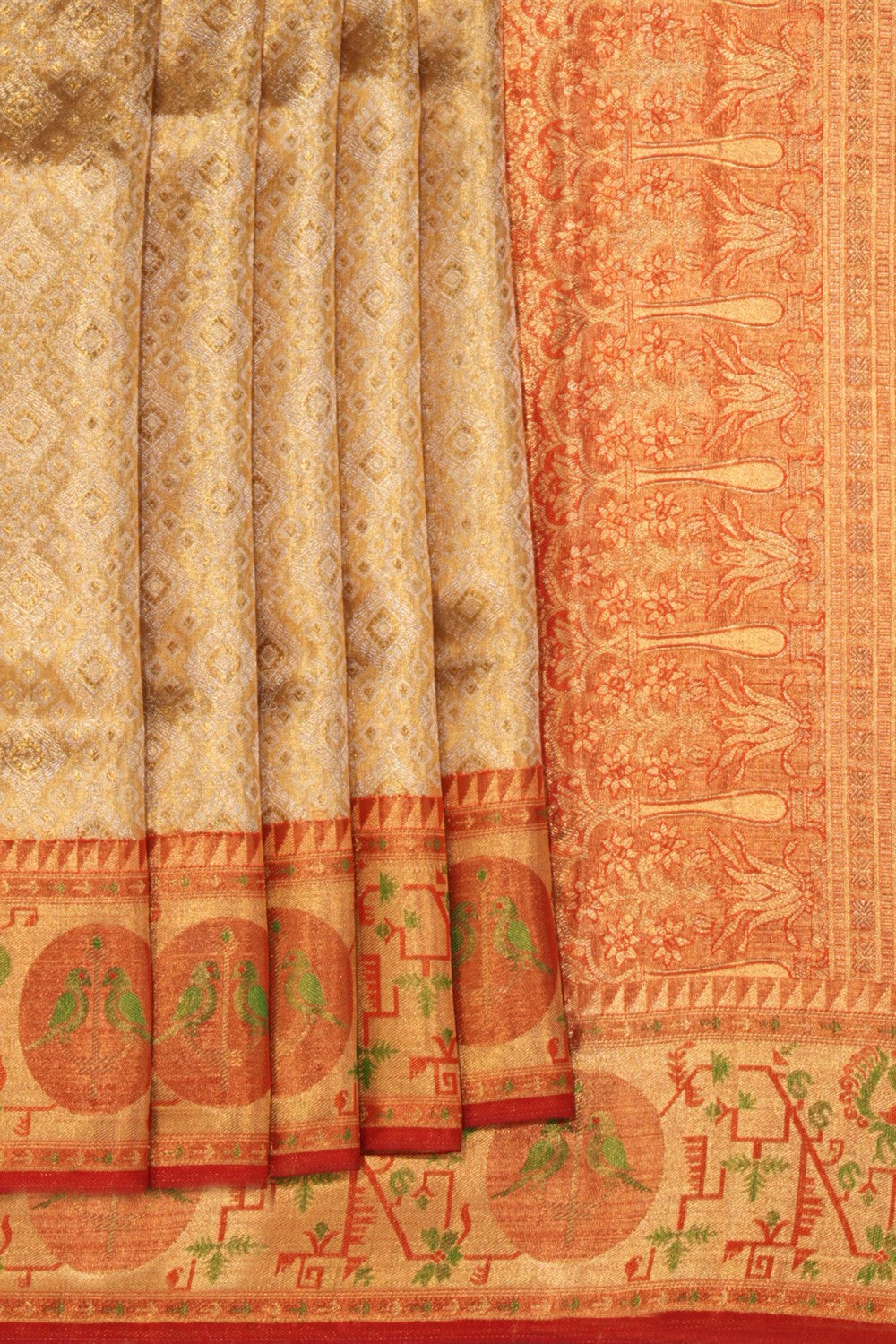 Kanchipattu Tissue Brocade Gold Saree