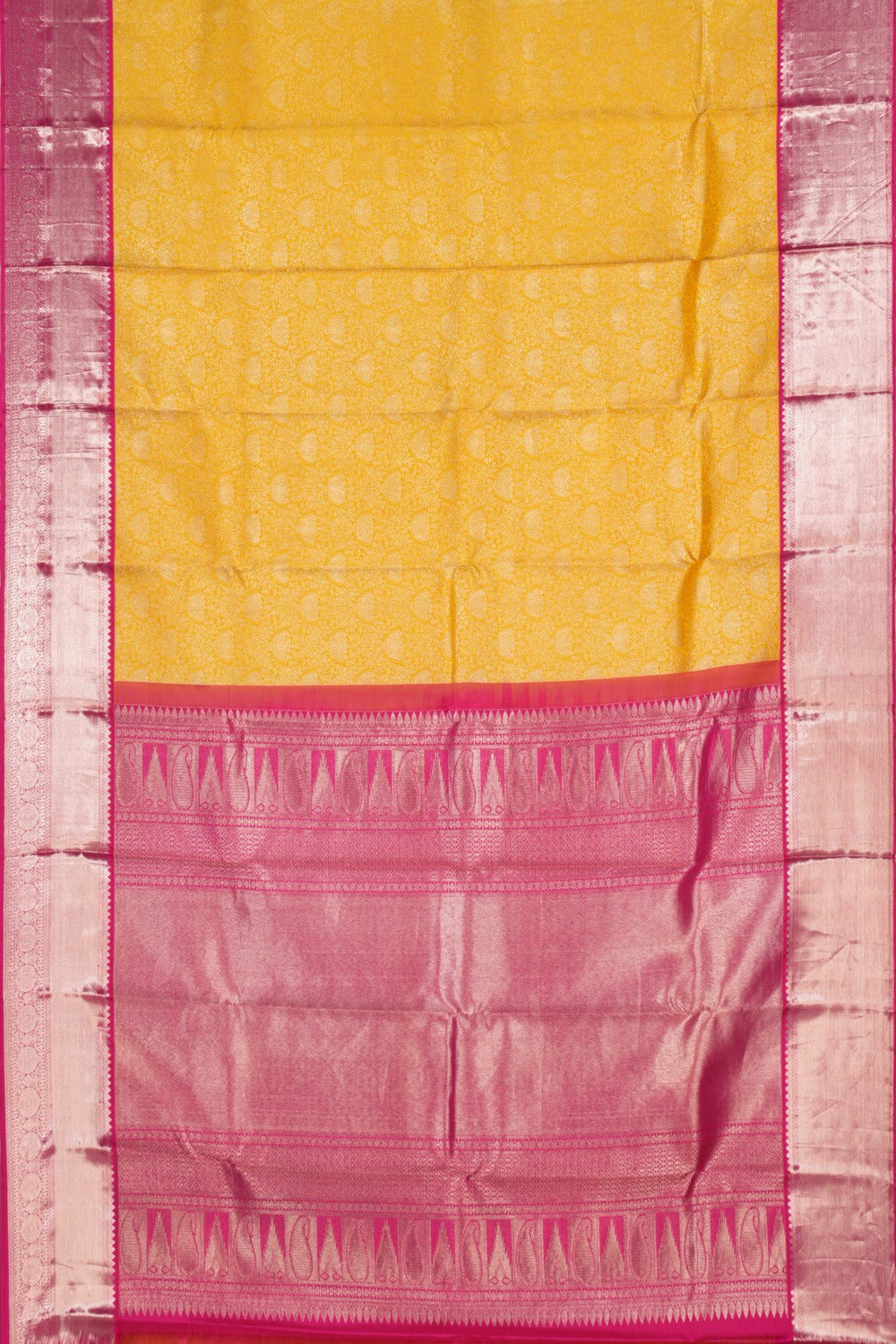 Kanchipuram Silk Brocade Yellow Saree