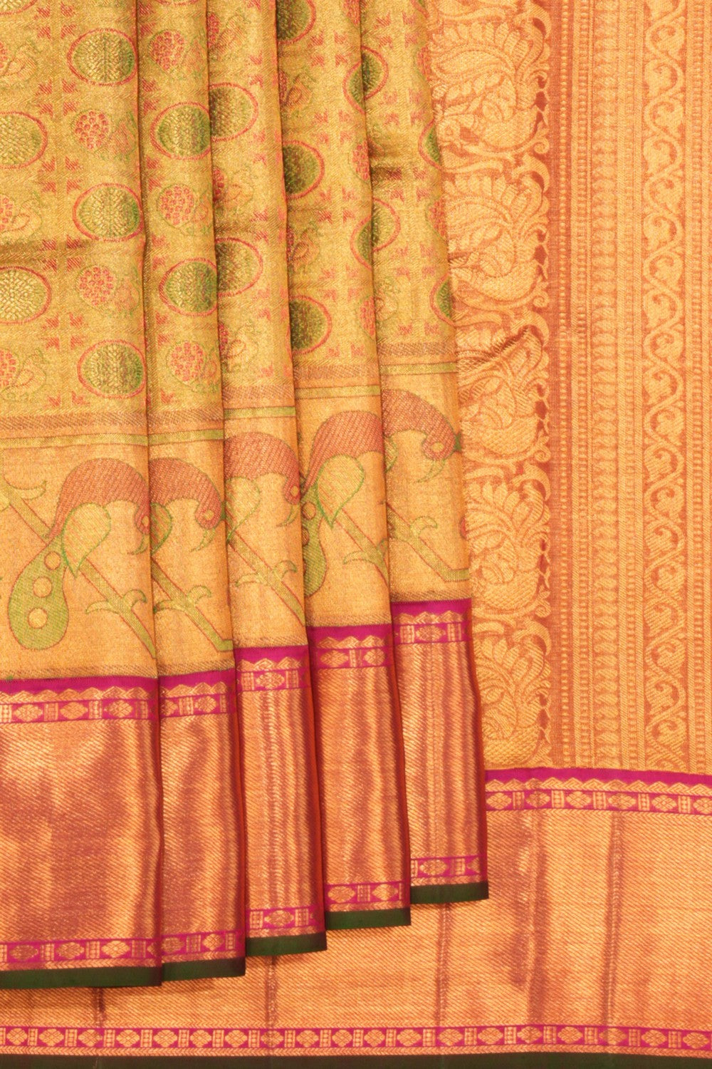 Kanchipattu Tissue Brocade Gold Saree