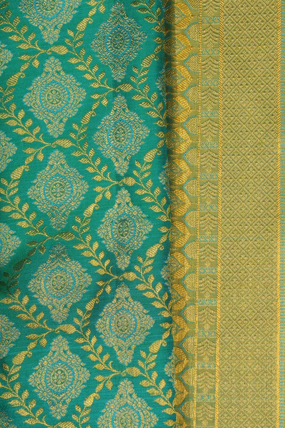 Kanchipattu Tissue Brocade Sea Blue Saree