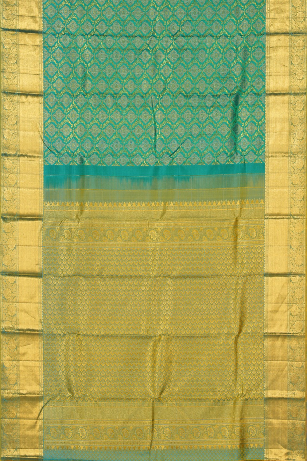 Kanchipattu Tissue Brocade Sea Blue Saree