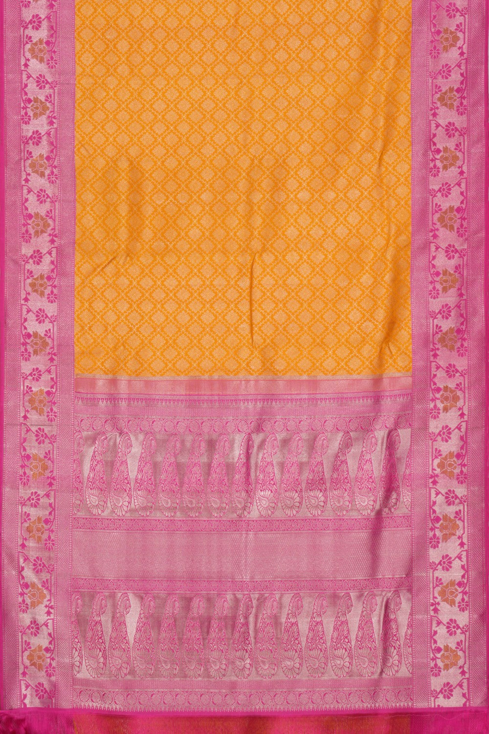 Kanchipuram Silk Brocade Yellow Saree